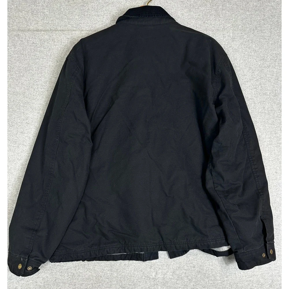 Old Navy Barn Coat Mens XXL Black Flannel Lined Corduroy Collar Cotton Canvas